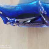 Half crystal blown with cane trinket bowl