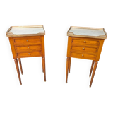 Pair of Louis XVI Style Bedside Tables in Cherry Wood