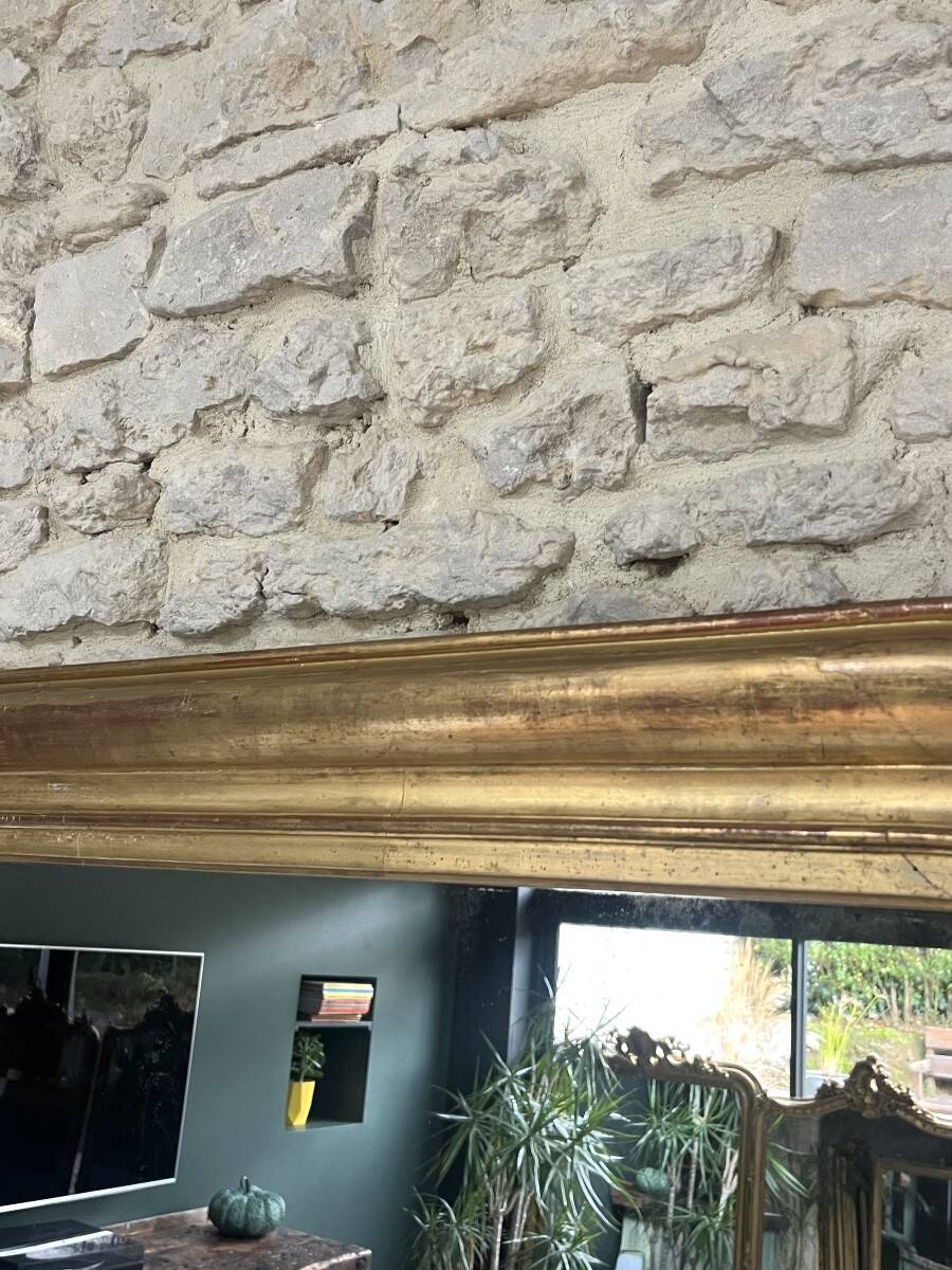 Large mirror 200/150cm Louis-Philippe 19th century, mercury glass overmantel for fireplace.