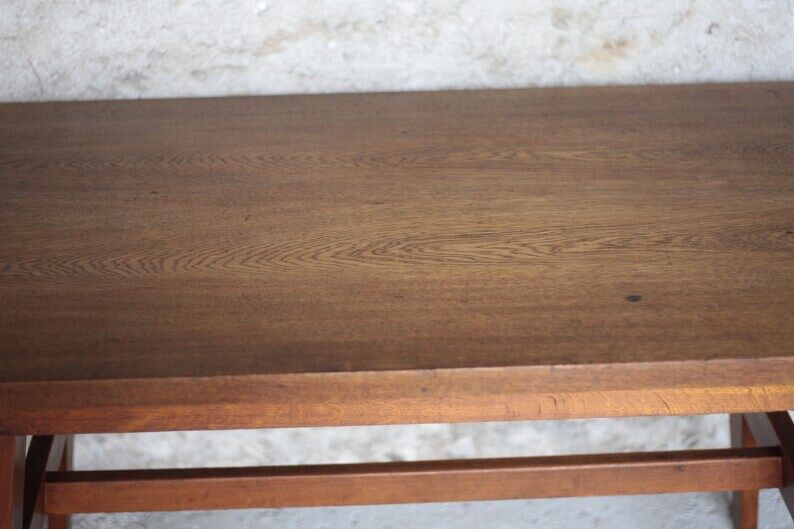 Table René Gabriel, table bois vintage, table à manger, table salon, table de repas, cuisine, 40's