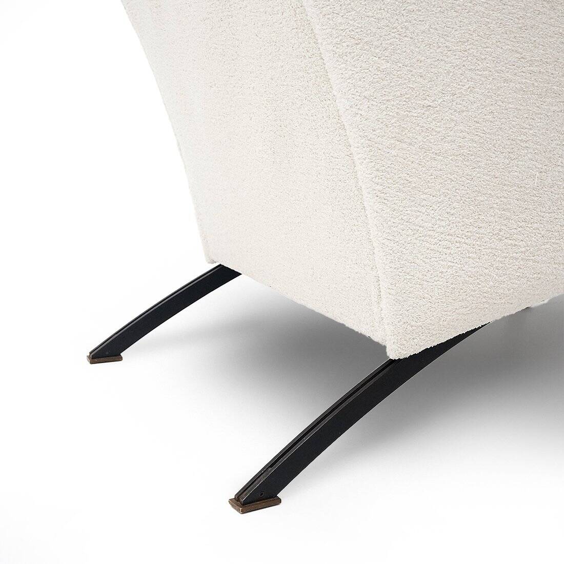 Pair of white boucle armchairs, 1950s, set of 2