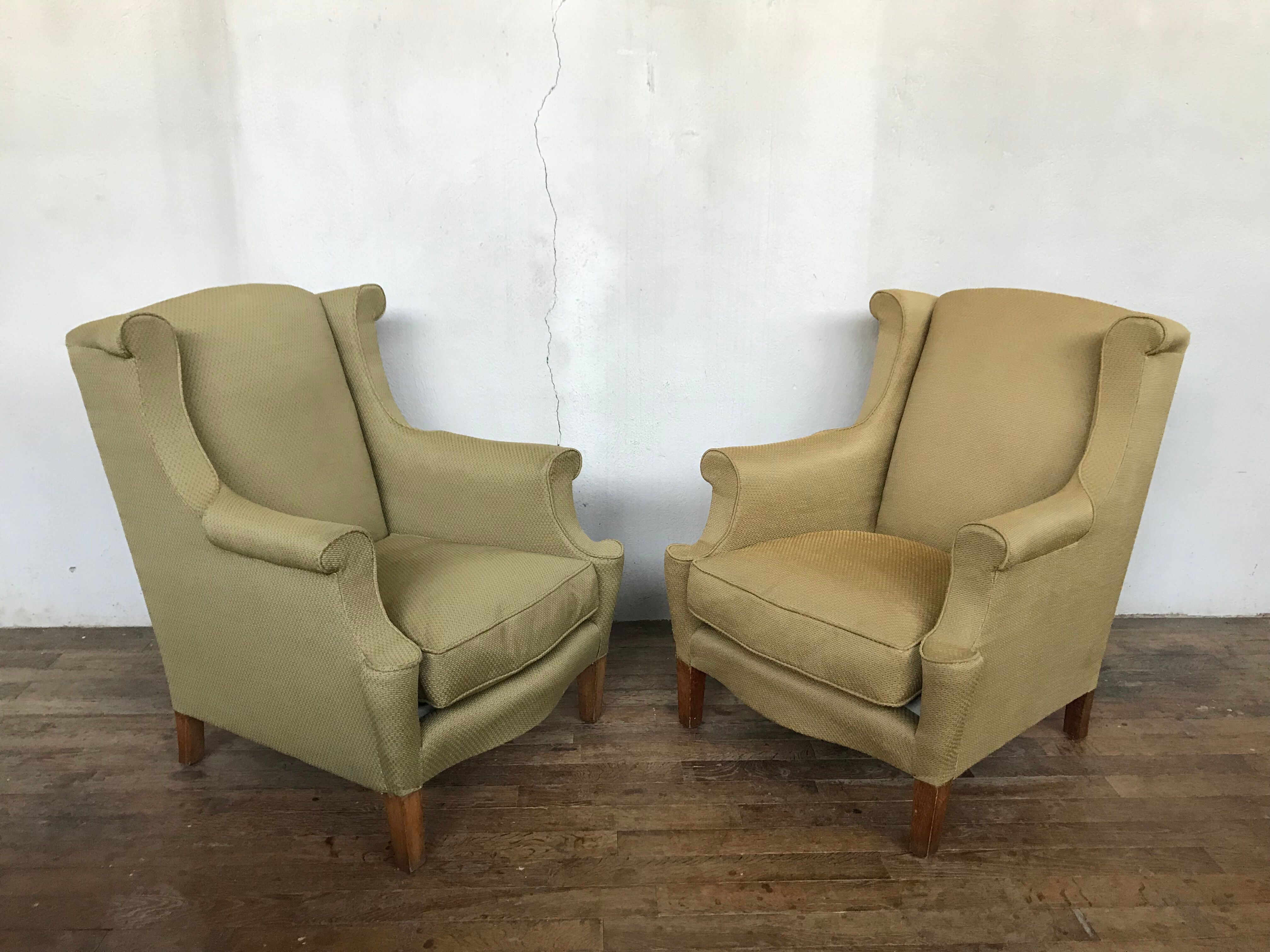 Pair of vintage ear chairs 1950 1960 design italy