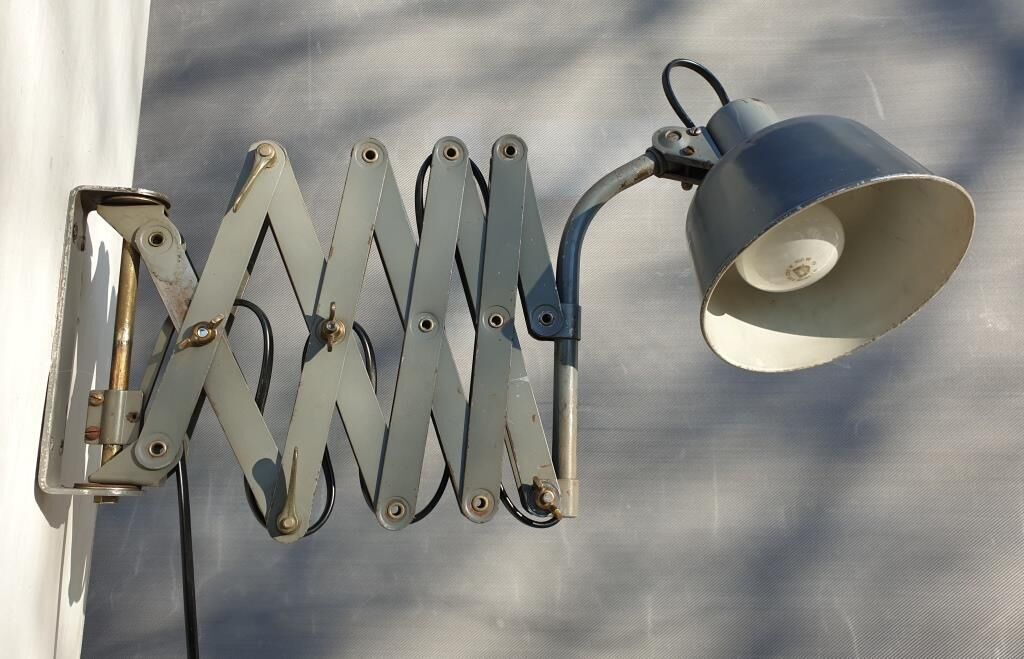 Workshop accordion lamp grey metal
