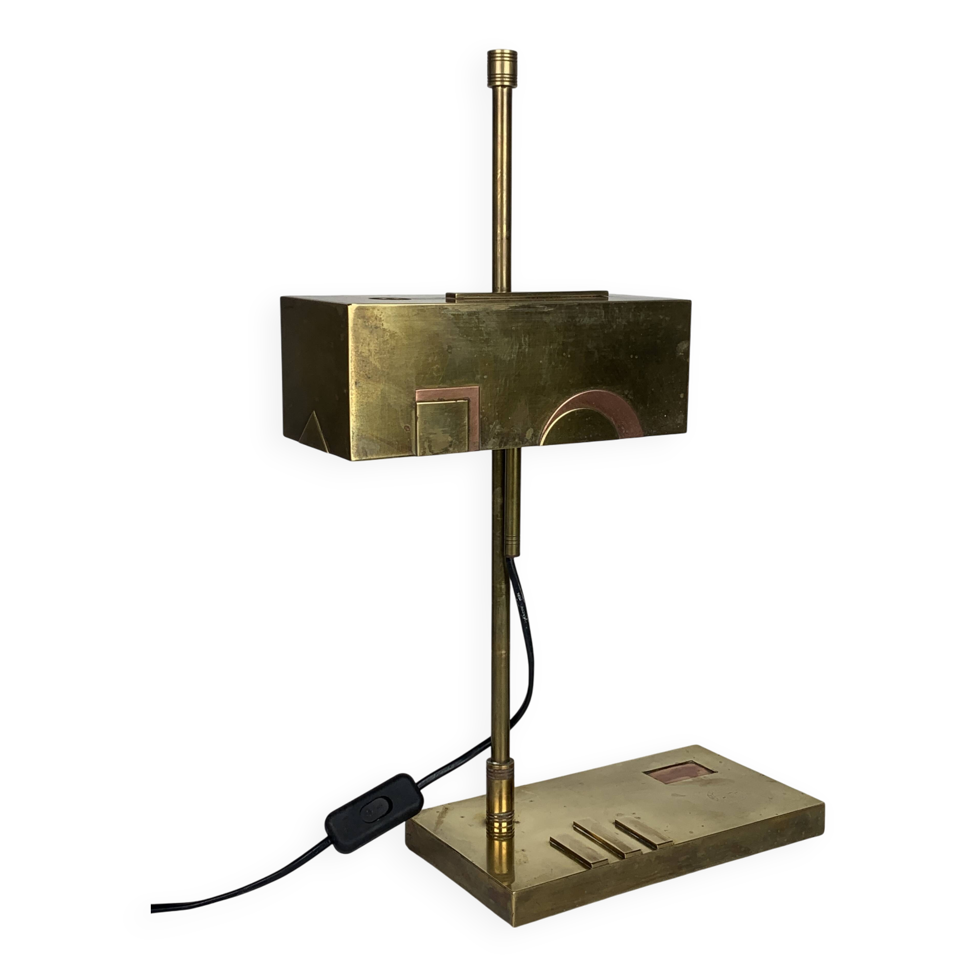 Brass Bauhaus Art Deco architectural Marcel Breuer style desk or table lamp