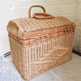 Large vintage woven wicker basket