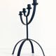 Mid-Century Minimalistic Black Wrought Iron Menorah Candelabra