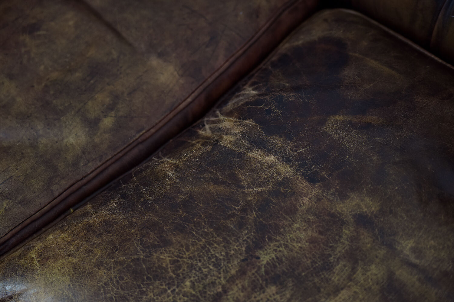 Antique brown leather chesterfield sofa, 1920s