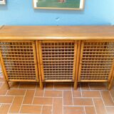 Sideboard in rattan and glass 1970