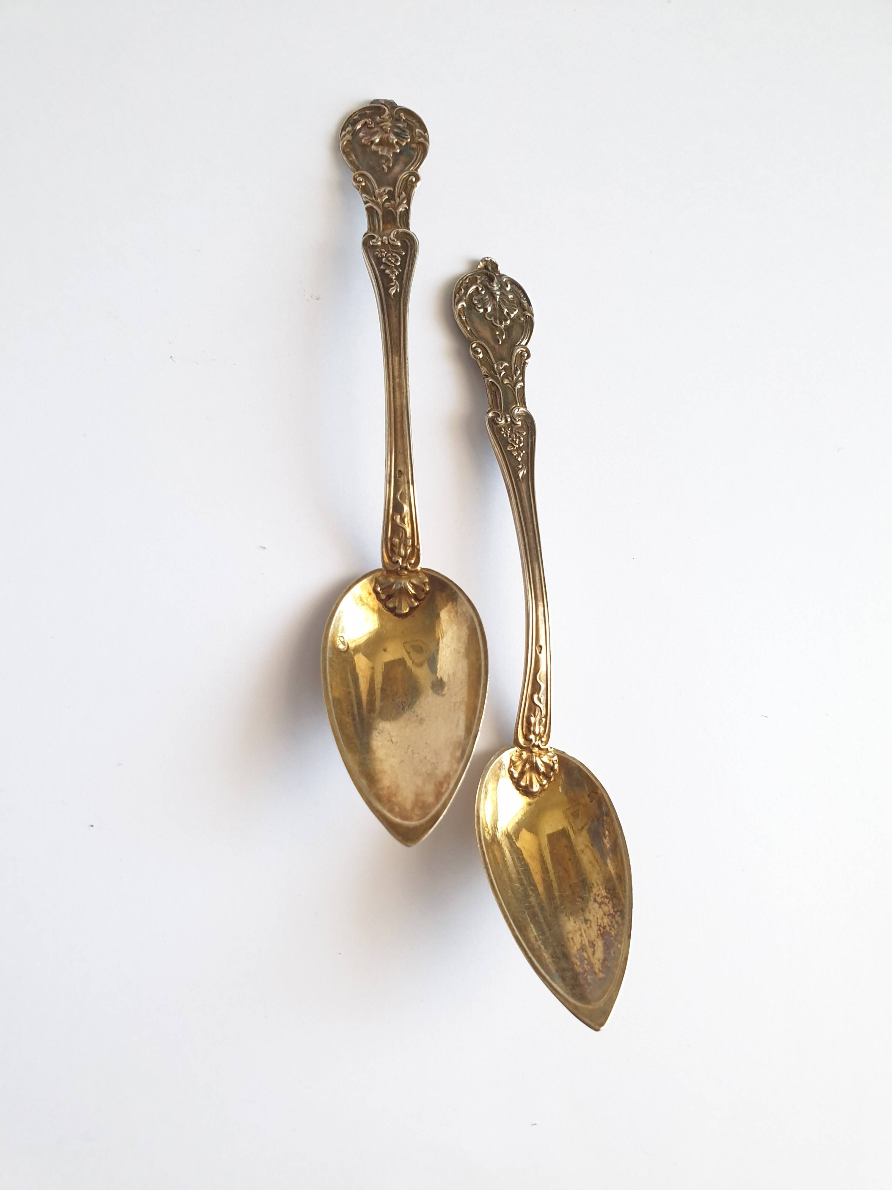2 spoons solid silver vermeil minerva 2