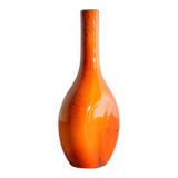 Vintage French Mid Century Bottle Vase in Warm Red Glaze, 1950s