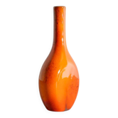Vase bouteille vintage français du milieu du siècle en glaçure rouge chaud, années 1950
