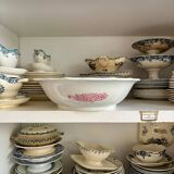 Onnaing salad bowl in pink ironstone, "Flora" service