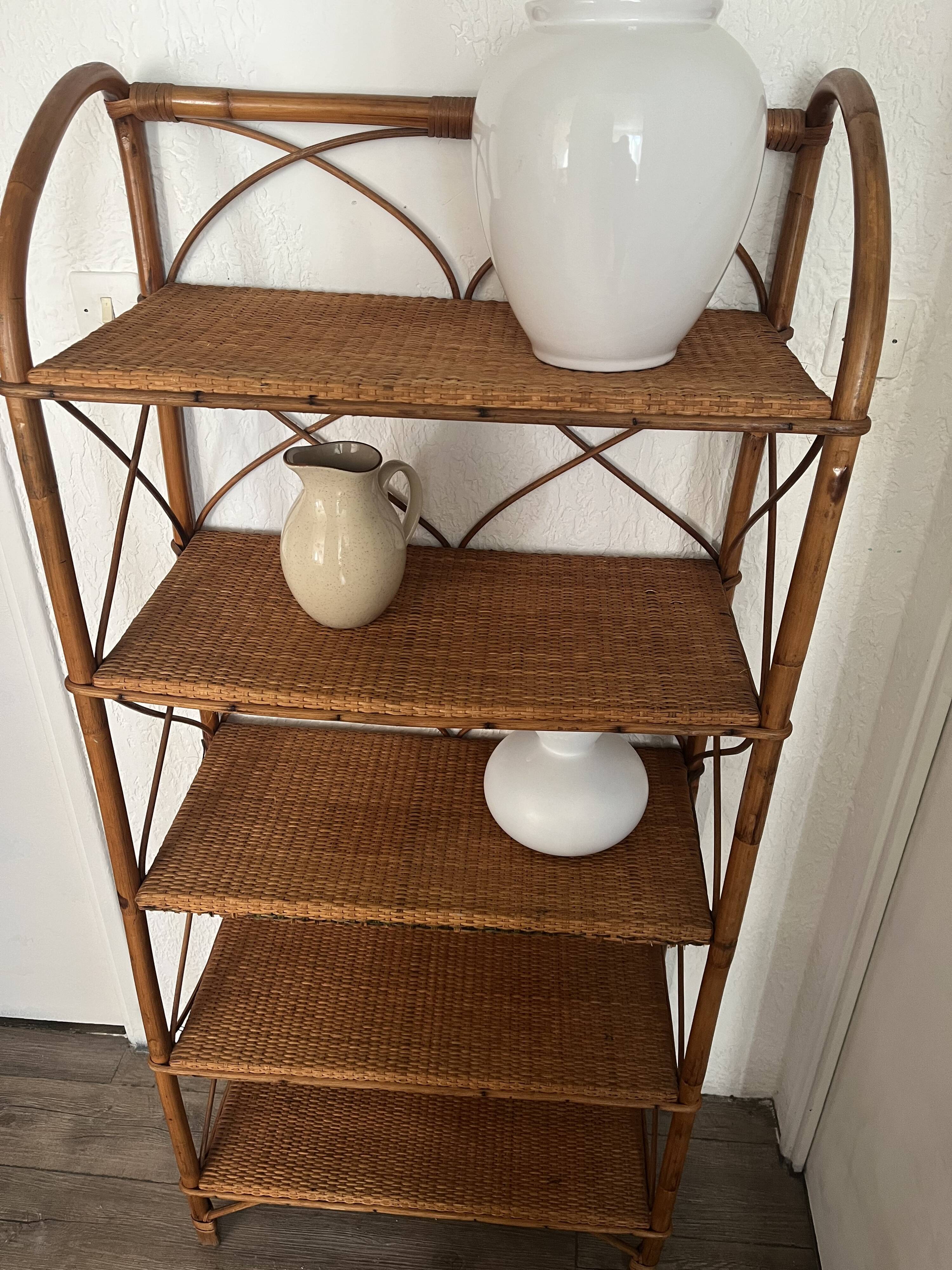 Rattan bookcase shelf