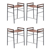 Ensemble de 4 tabourets de bar contemporains marron foncé