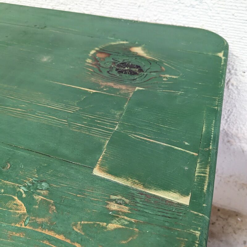 Old green farm table