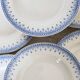 6 vintage ivory ironstone deep plates - Blue pattern