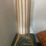 Lampe rotin bambou osier vintage années 60 pied tripode