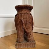 Side table, vintage rattan elephant end table
