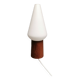 Wall lamp in teak with milky white cone-shaped shade in double glass
