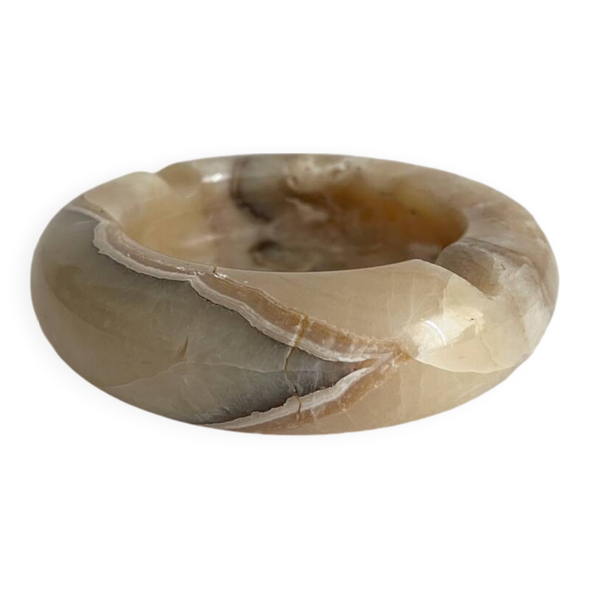 Vintage round alabaster ashtray