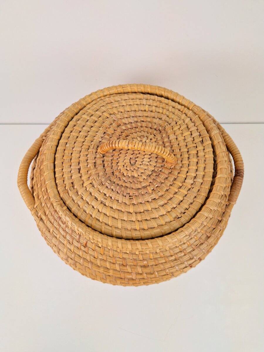 Vintage Rush Snake Charmer Lidded Basket, 1960
