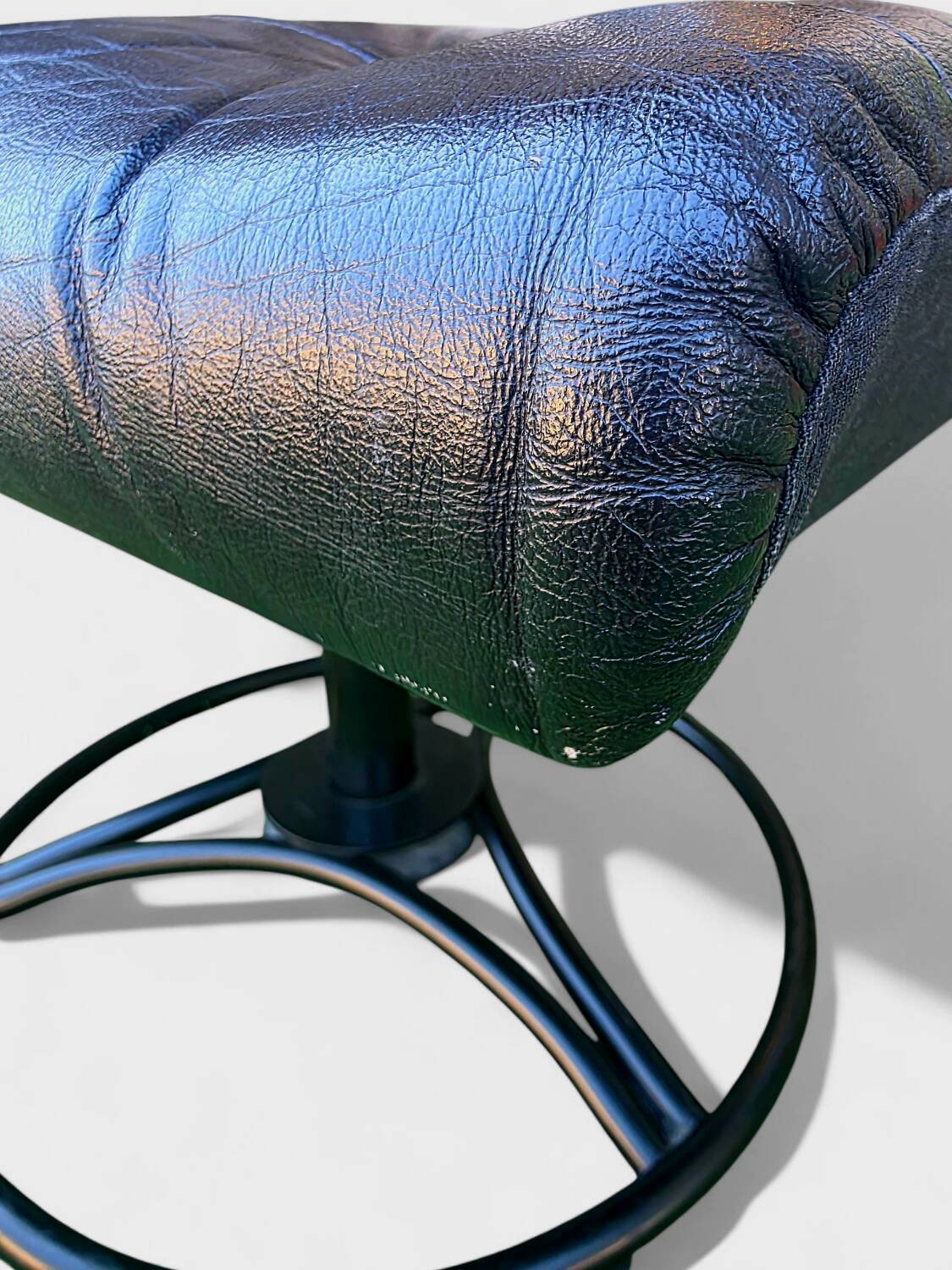 Vintage IKEA Leather Footstool – Circa 1970