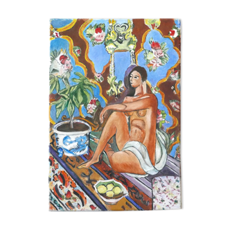 Tableau, peinture femme odalisque, années 90