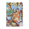 Tableau, peinture femme odalisque, années 90