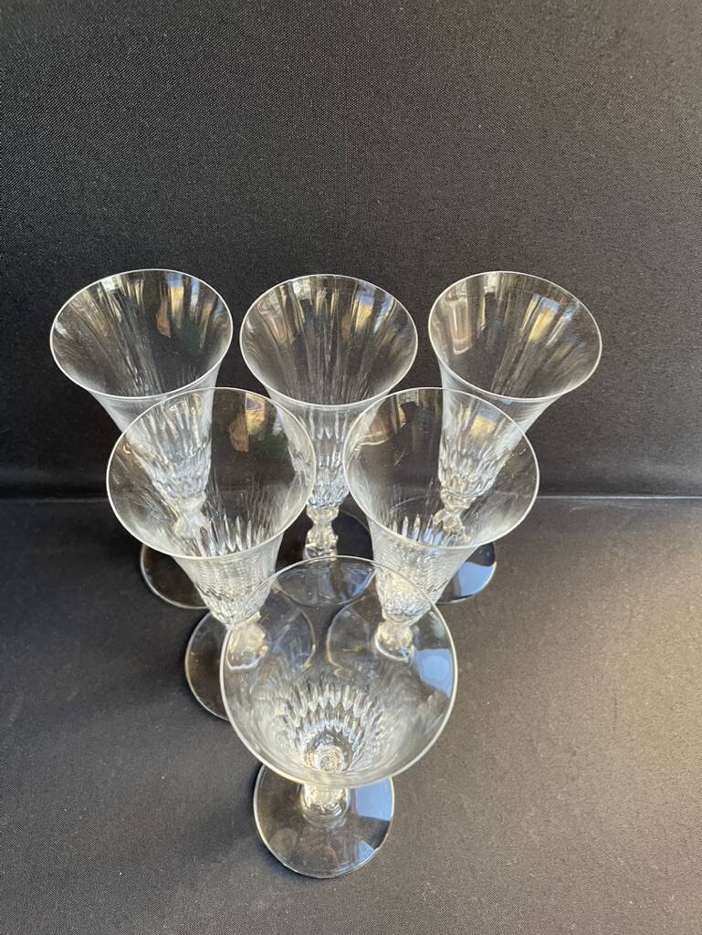 6 Saint Louis champagne flutes cut Lozère service stamped