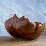 Swedish popular art Very large bowl in dark and curly birch, 1960s