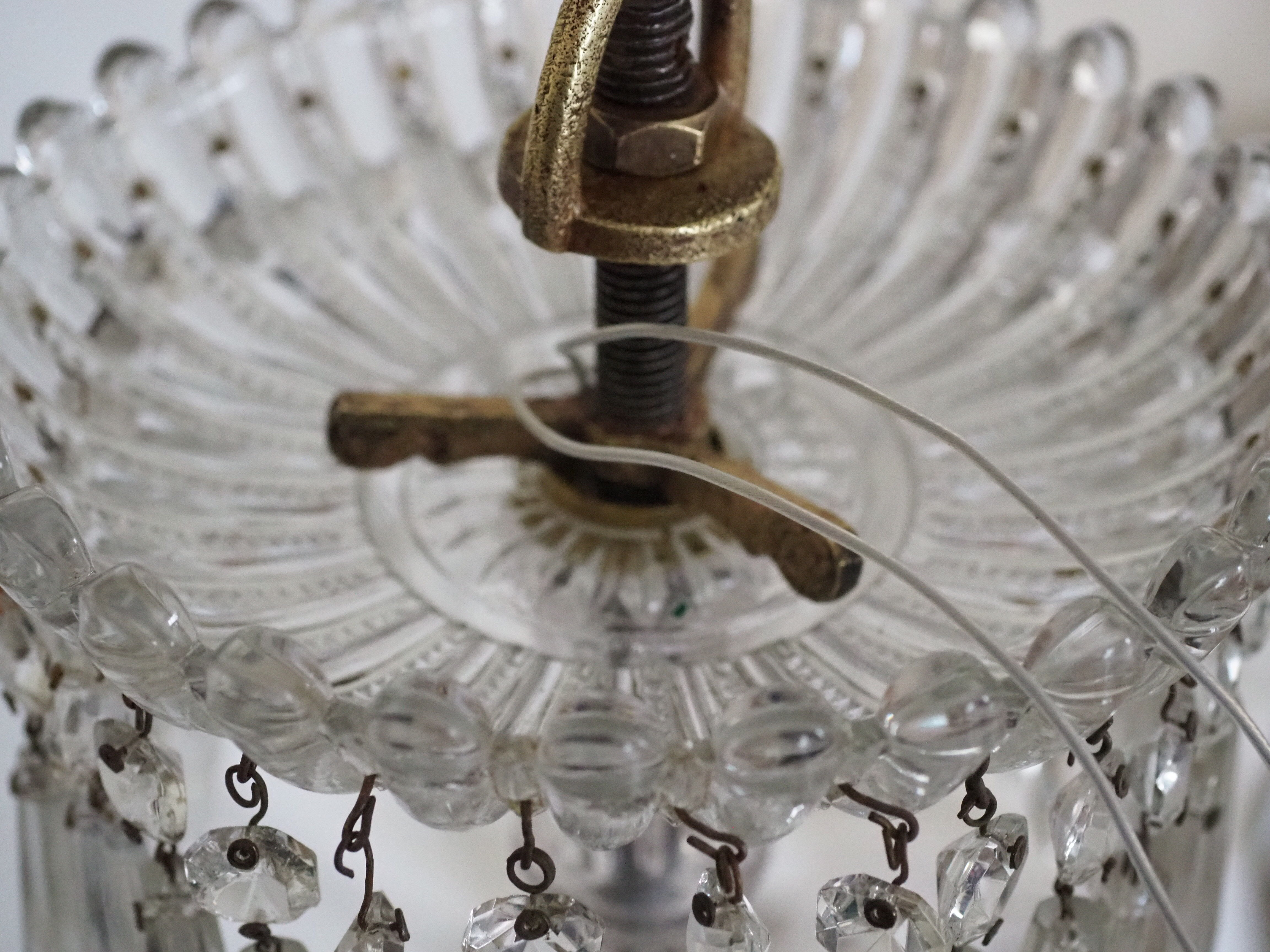 Napoleon III chandelier with crystal pendants, signed Portieux 19th century