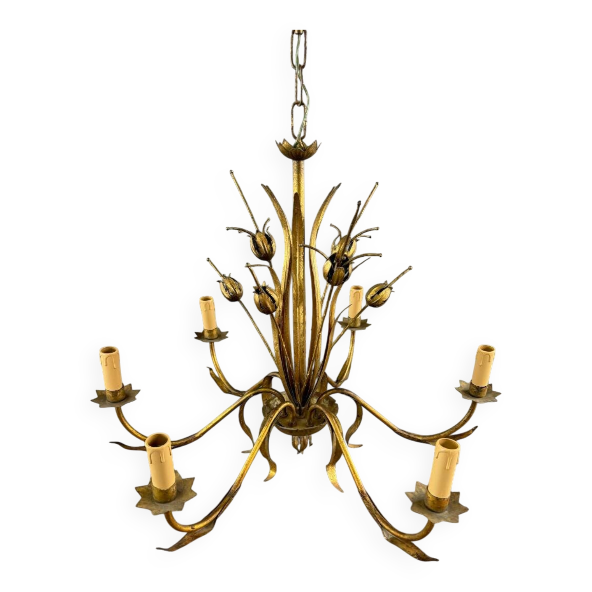 Gilded metal chandelier, Italy, circa 1950