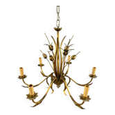 Lustre en métal doré, Italie, vers 1950