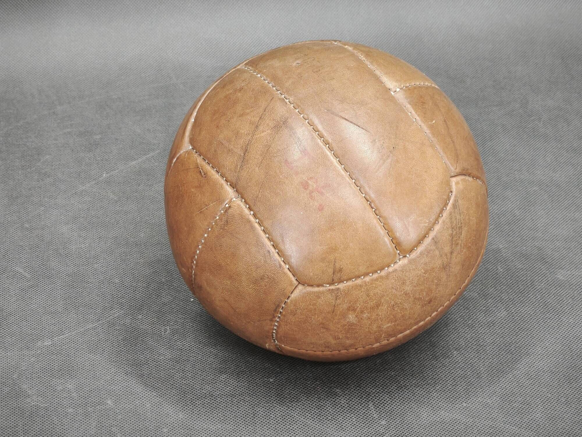 Pair of 1950s Czechoslovak Vintage Leather Medicine Balls