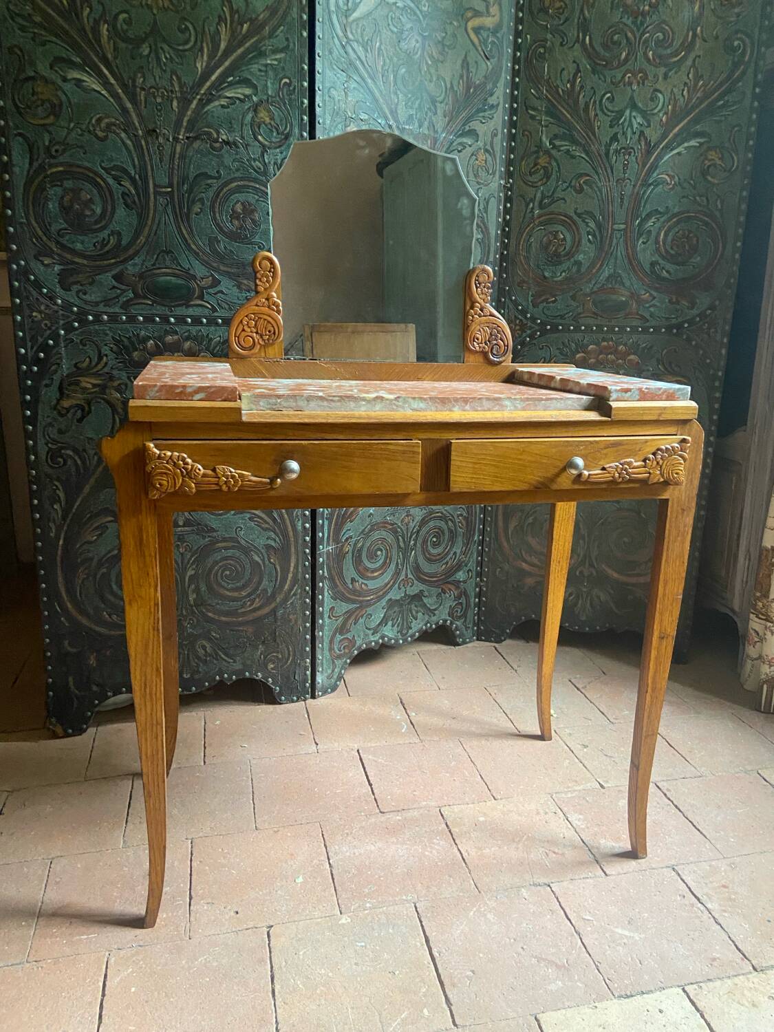 Art Deco dressing table in solid oak
