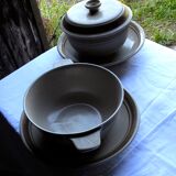 Old tableware service in beige earthenware longchamps