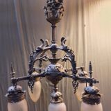 Chandelier 1900 metal and glass