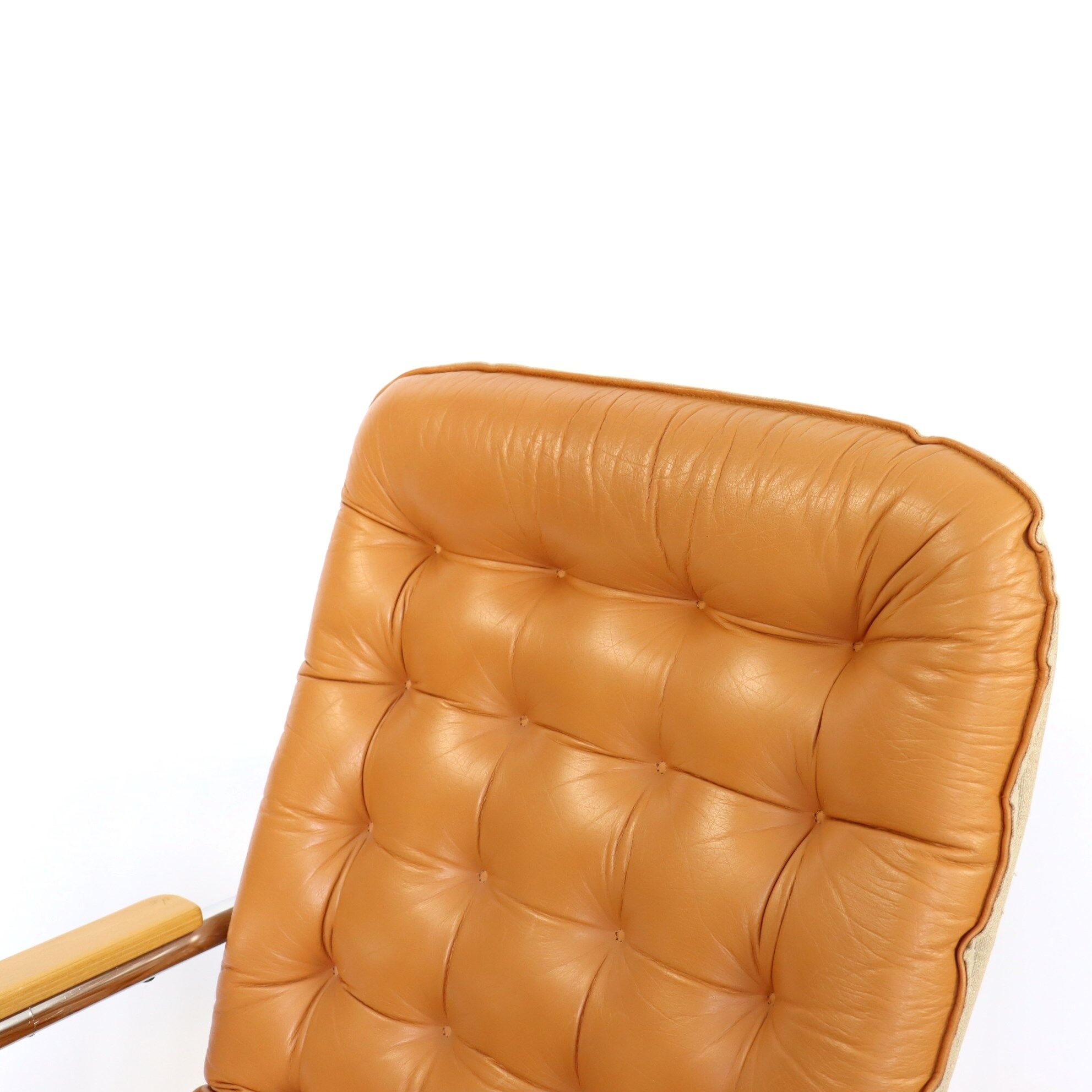 Leather and chrome armchair 70s