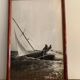 Three black and white-themed photographs sailboat boat with mahogany frame