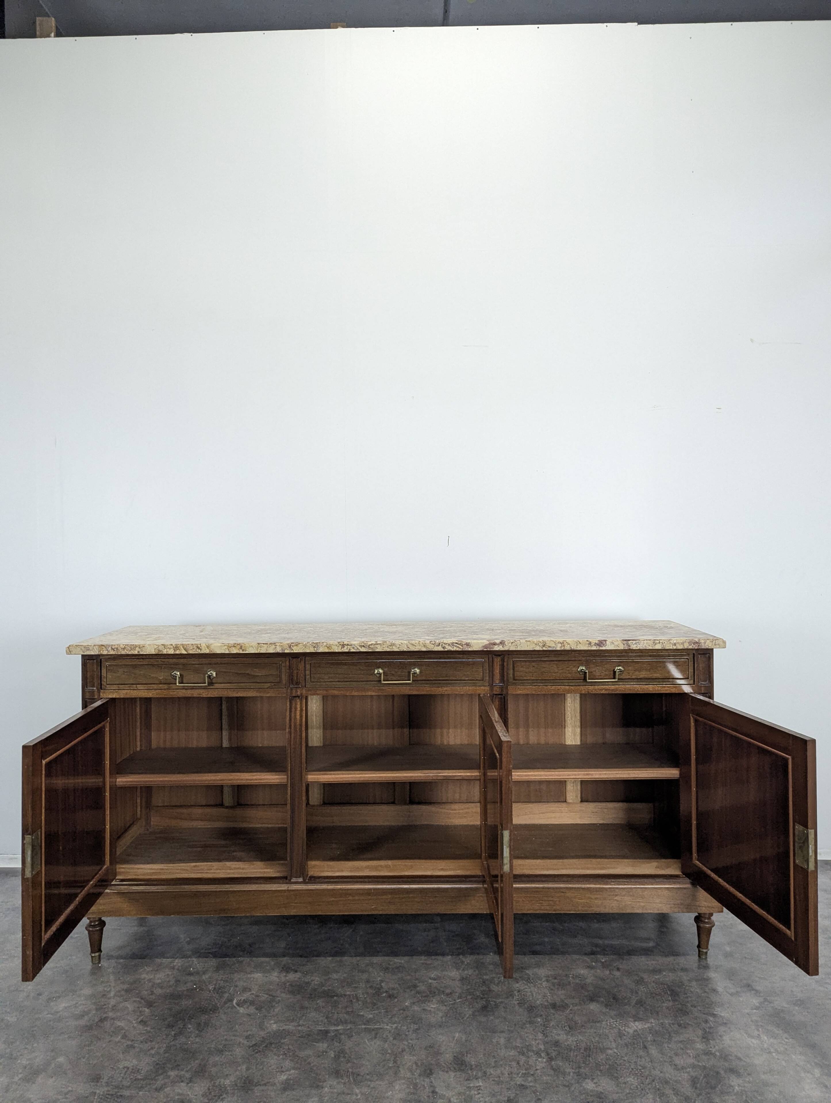 Mahogany and breccia marble sideboard