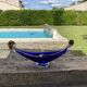 Vintage cobalt blue Murano glass gondola bowl with gilding.