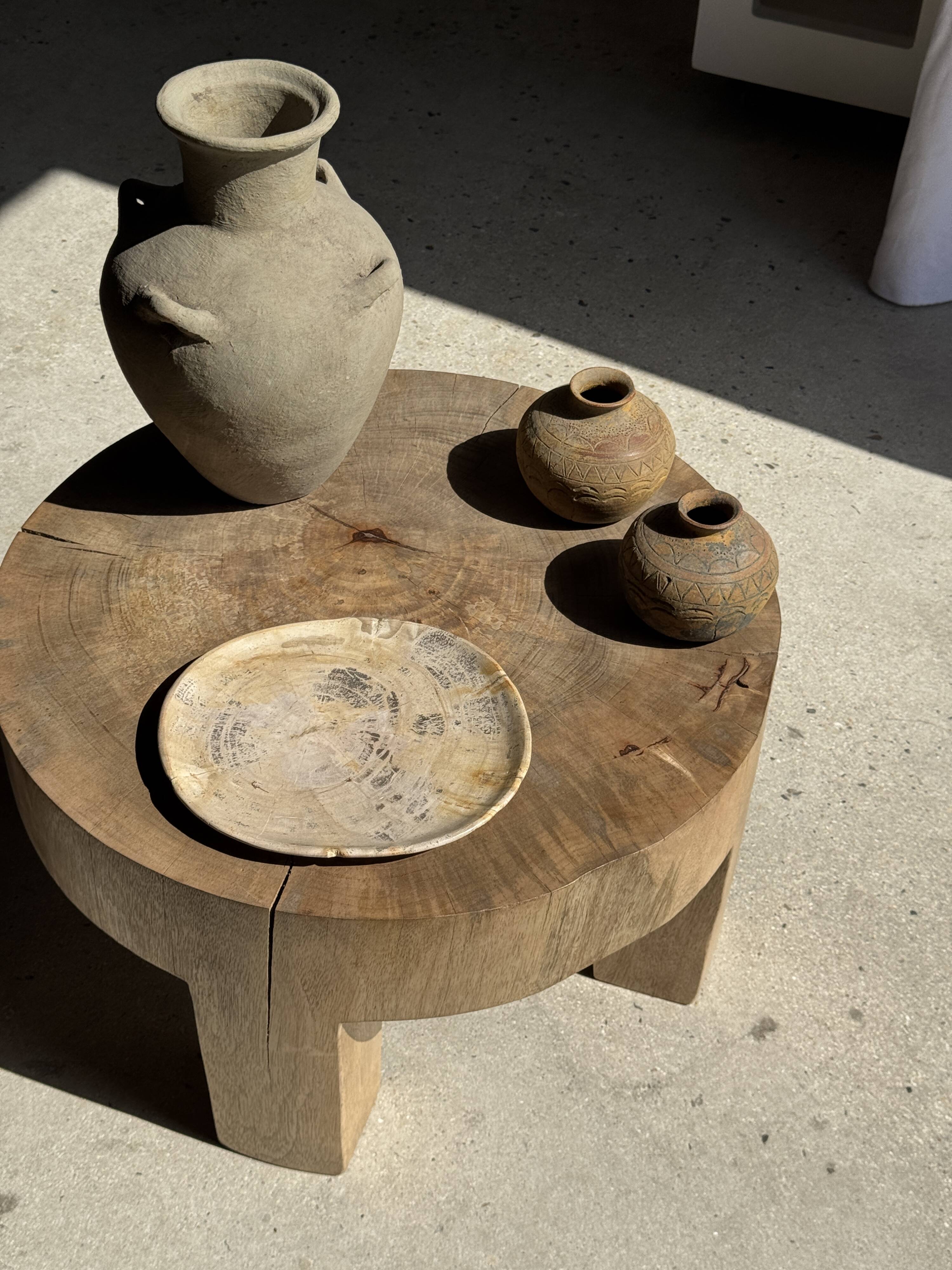 Oval petrified wood dish or bowl with grey edges D28x24 -3779