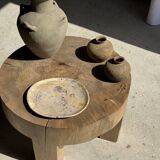 Oval petrified wood dish or bowl with grey edges D28x24 -3779