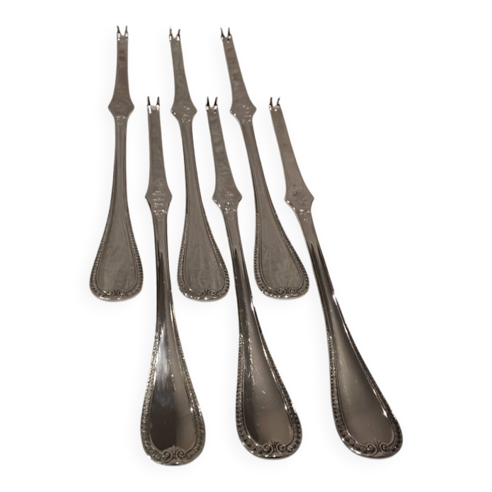 6 silver-plated metal lobster picks by Christofle Malmaison, 18cm