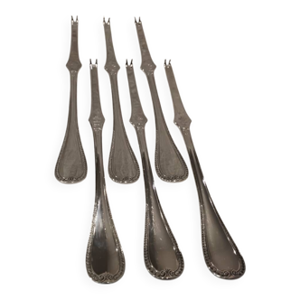 6 silver-plated metal lobster picks by Christofle Malmaison, 18cm