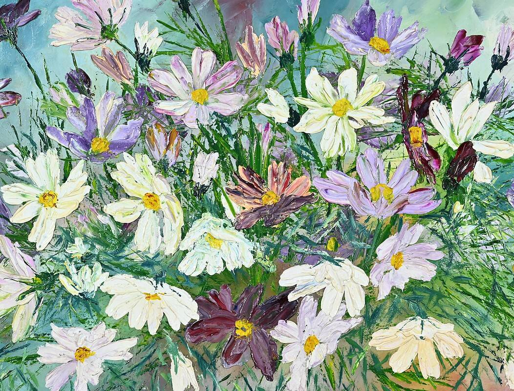 Oil on Panel “Wild Flowers” by I. Kitter Ferrus – Mid 20th Century