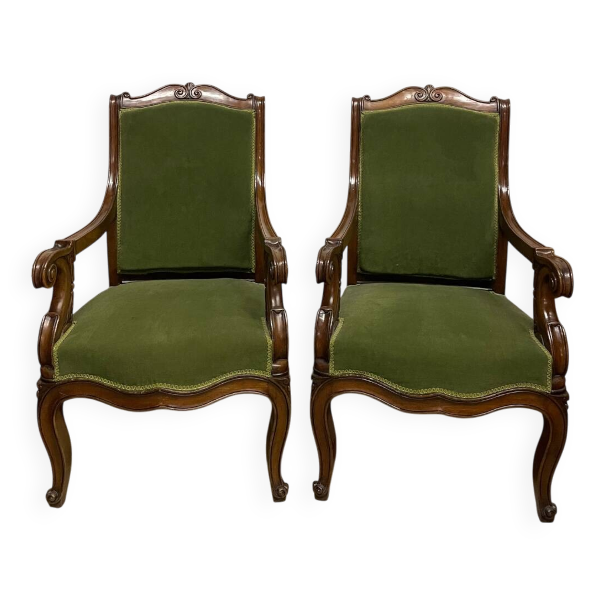 Pair of Napoleon III armchairs in mahogany