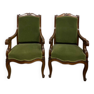 Paire de fauteuils Napoleon III en acajou