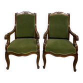 Paire de fauteuils Napoleon III en acajou