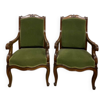Paire de fauteuils Napoleon III en acajou